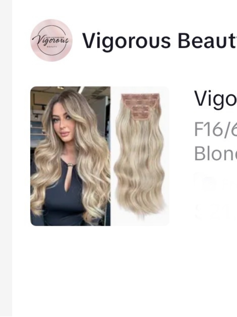 Vigorous Beauty Clip-In Hair Extension - Ash Blonde Mix (F16/613)
